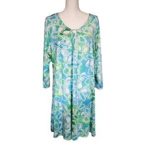 Ruby Road Dress Ombre Bold Bloom Print Ring Neck 3/4 Sleeves Womens Size 1X